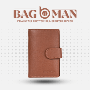 Slim leather card case with snap fastener